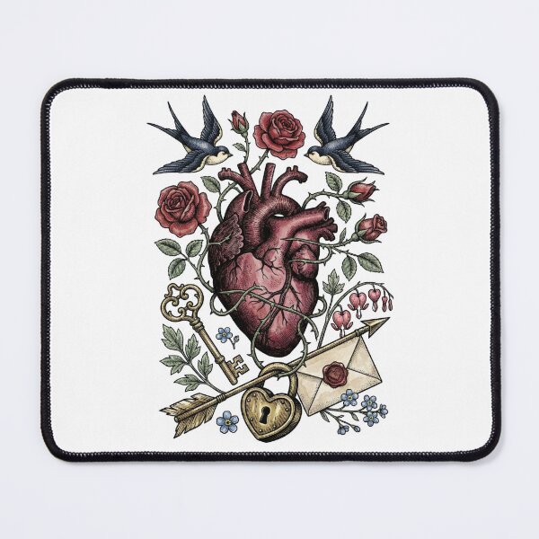 Item preview, Anatomical Romance in Color - Hand-Tinted Heart & Swallows designed and sold by DigitalGlade.