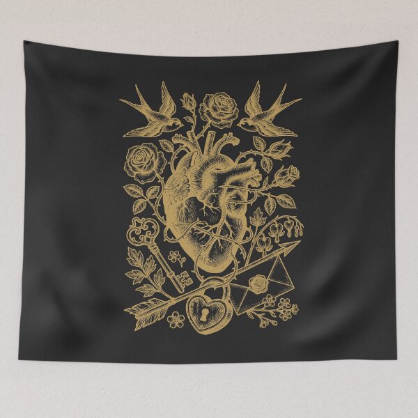 Item preview, Golden Anatomical Heart - Vintage Luxury Engraving designed and sold by DigitalGlade.