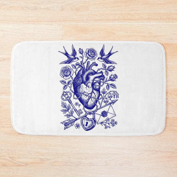 Item preview, Navy Blue Romantic Heart - Vintage Blueprint Style designed and sold by DigitalGlade.