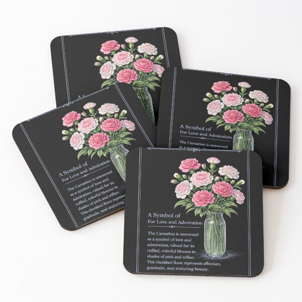 Item preview, Carnation Botanical Print, Vintage Floral Illustration, Love and Admiration on Black designed and sold by Prayful.