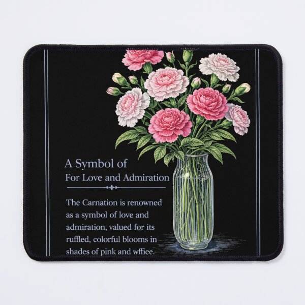 Item preview, Carnation Botanical Print, Vintage Floral Illustration, Love and Admiration on Black designed and sold by Prayful.