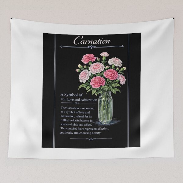 Item preview, Carnation Botanical Print, Vintage Floral Illustration, Love and Admiration on Black designed and sold by Prayful.