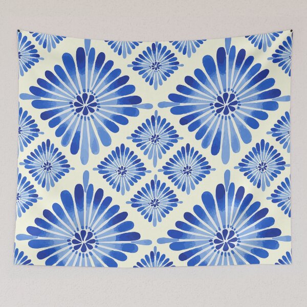 Item preview, Blue Watercolor Talavera Floral Pattern - Hand-Painted Ceramic Tile Style designed and sold by DeeLulu.