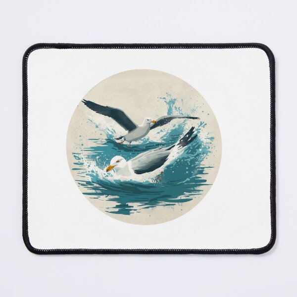 Item preview, Sea Gulls landing in the ocean and floating designed and sold by KitCatCards.
