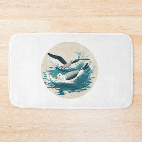 Item preview, Sea Gulls landing in the ocean and floating designed and sold by KitCatCards.