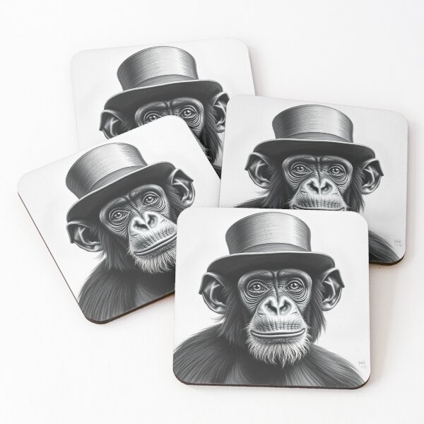 Item preview, Dapper Chimpanzee in Top Hat - Gentleman Monkey Portrait Art designed and sold by EllDAV777.