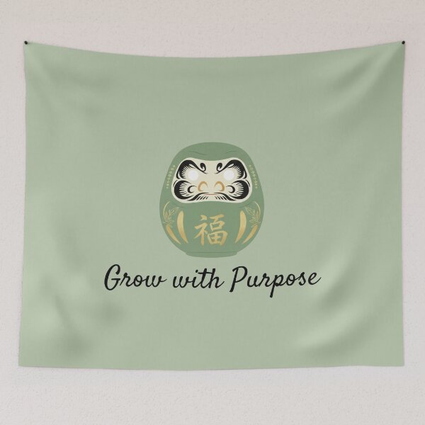 Item preview, Grow with Purpose Green Daruma Motivational Illustration designed and sold by daila70.
