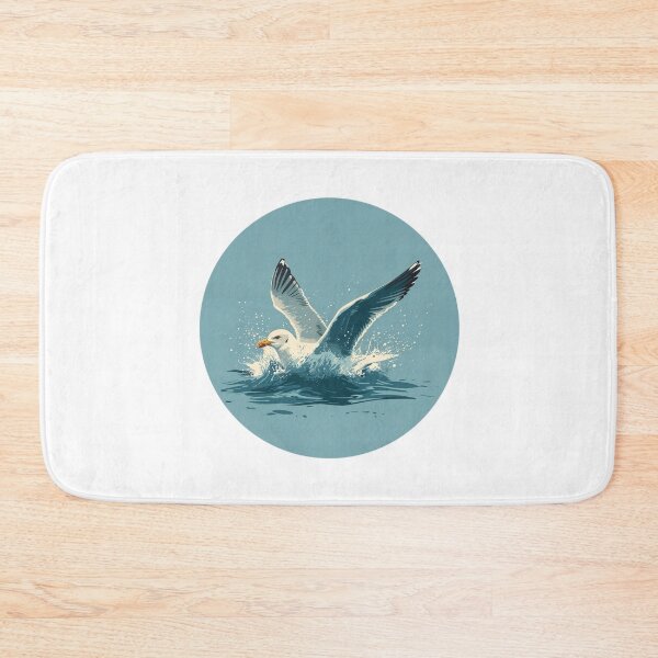 Item preview, A Single Sea Gull landing in the ocean and floating designed and sold by KitCatCards.