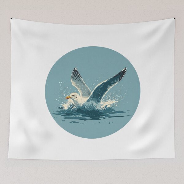 Item preview, A Single Sea Gull landing in the ocean and floating designed and sold by KitCatCards.