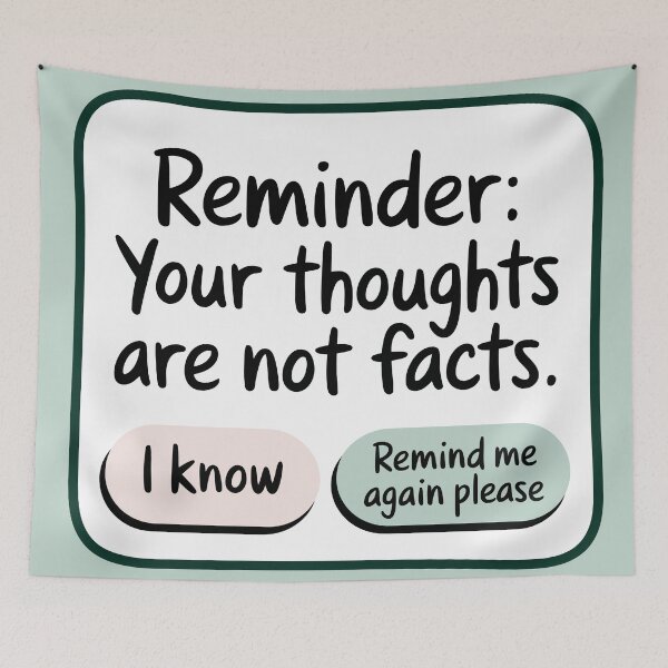 Item preview, Your Thoughts Are Not Facts - Gentle Mental Health Reminder Sticker designed and sold by minki-graphics.