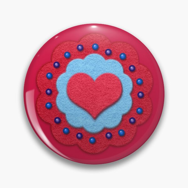Item preview, Red and Blue Felt Style Valentine Heart with Beads designed and sold by CheriesArt.