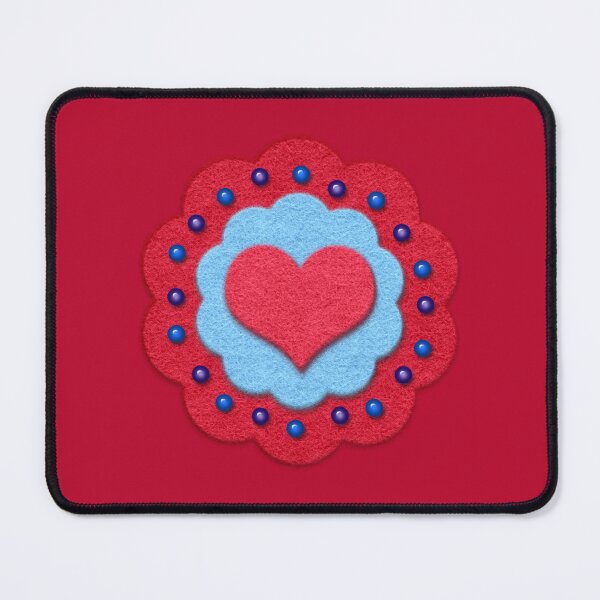 Item preview, Red and Blue Felt Style Valentine Heart with Beads designed and sold by CheriesArt.