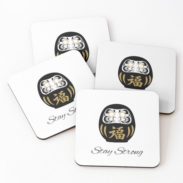Item preview, Stay Strong Black Daruma Motivational Illustration designed and sold by daila70.