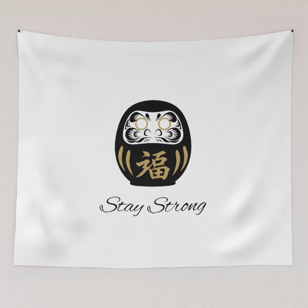 Item preview, Stay Strong Black Daruma Motivational Illustration designed and sold by daila70.