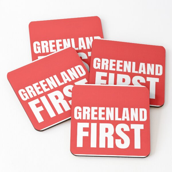Item preview, Bold White Text Reading Greenland First on a Solid Red Background designed and sold by homydesign.