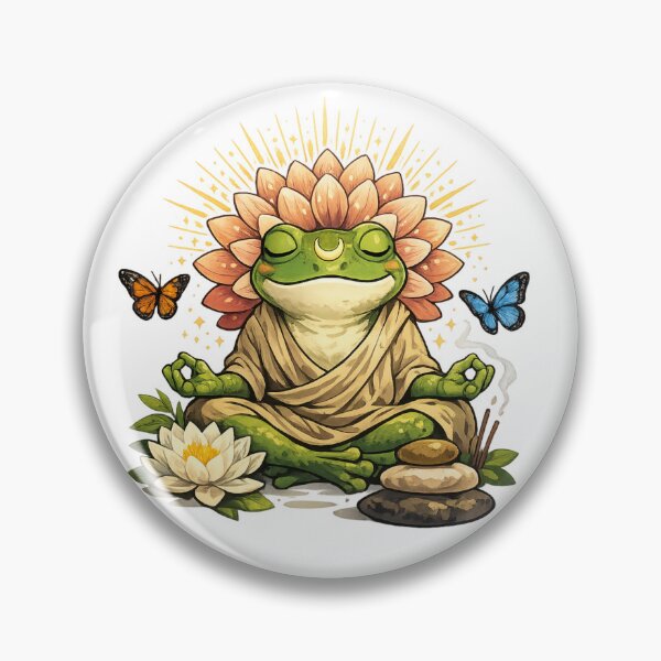 Item preview, Zen Meditation Frog with Lotus – Peaceful Spiritual Art Illustration designed and sold by  ADBIB Design.