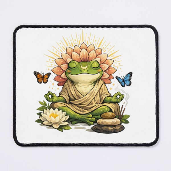 Item preview, Zen Meditation Frog with Lotus – Peaceful Spiritual Art Illustration designed and sold by ADBIB Design.