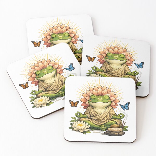 Item preview, Zen Meditation Frog with Lotus – Peaceful Spiritual Art Illustration designed and sold by  ADBIB Design.