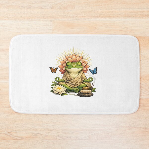 Item preview, Zen Meditation Frog with Lotus – Peaceful Spiritual Art Illustration designed and sold by  ADBIB Design.