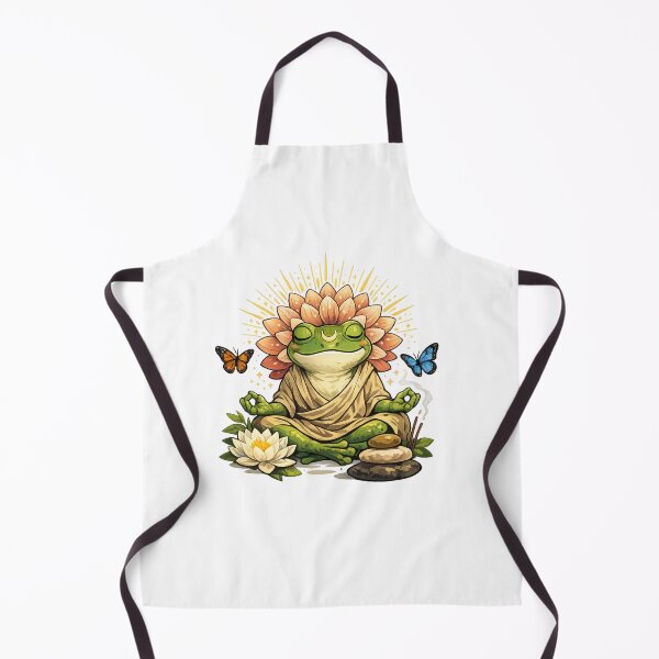 Item preview, Zen Meditation Frog with Lotus – Peaceful Spiritual Art Illustration designed and sold by ADBIB Design.