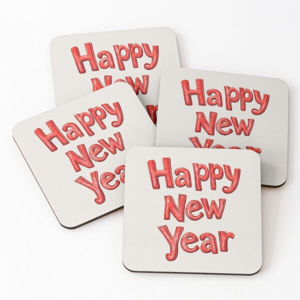 Item preview, Sparkling Red 3D Happy New Year Typography designed and sold by SyberGen.