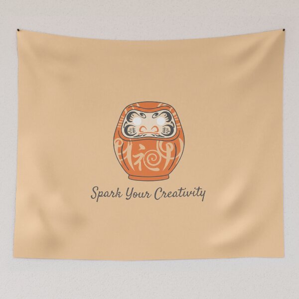 Item preview, Spark Your Creativity Orange Daruma Motivational Illustration designed and sold by daila70.