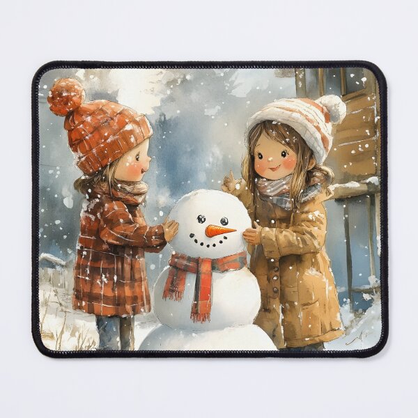 Item preview, Whimsical Watercolor Children Building a Snowman designed and sold by SyberGen.