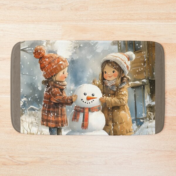 Item preview, Whimsical Watercolor Children Building a Snowman designed and sold by SyberGen.