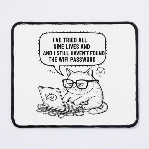 Item preview, 9 Lives & No WiFi - Funny Tech Cat Design T-Shirt designed and sold by limecaptures.