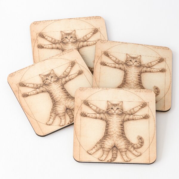 Item preview, Vitruvian Cat – Renaissance Leonardo da Vinci Style Feline Art designed and sold by DogLord.