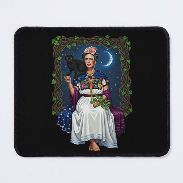 Item preview, Frida Kahlo Portrait with Black Cat and Full Moon designed and sold by TeeARTHY.