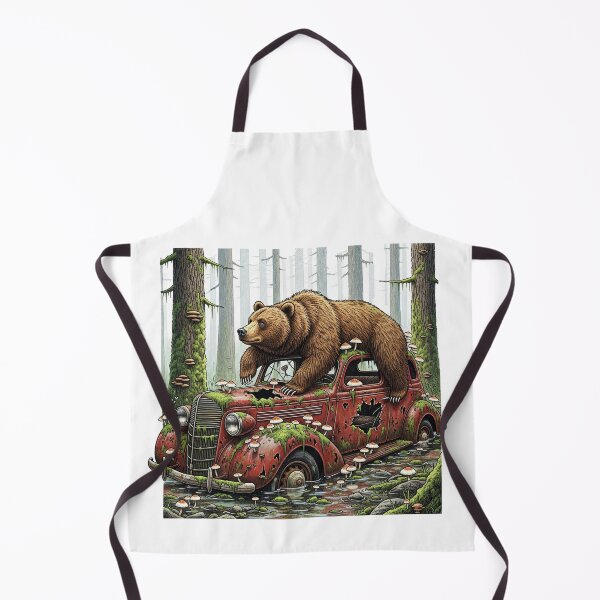 Item preview, Grizzly Bear Resting on Rusted Abandoned Car designed and sold by TeeARTHY.