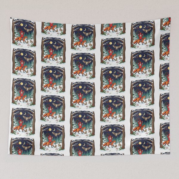Item preview, Boy Riding Fox in Winter Forest with Owl designed and sold by TeeARTHY.