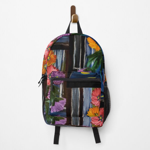 Artikelvorschau, Strukturierte, mehrfarbige Wildblumen in blauer Vase mit gestreiftem Hintergrund entworfen und verkauft von kkartwork.