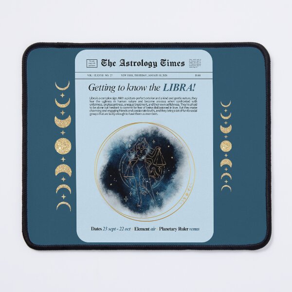Item preview, Libra Zodiac Newspaper Style Print – Black & White designed and sold by SaltedBeachPaperie.