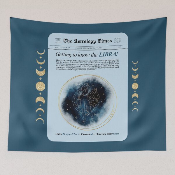 Item preview, Libra Zodiac Newspaper Style Print – Black & White designed and sold by SaltedBeachPaperie.