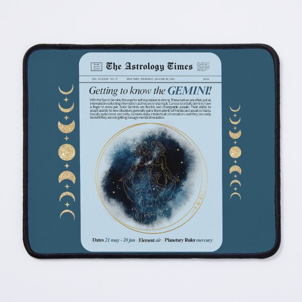 Item preview, Gemini Zodiac Newspaper Style Print – Black & White designed and sold by SaltedBeachPaperie.