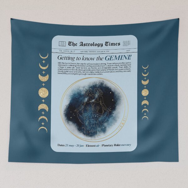 Item preview, Gemini Zodiac Newspaper Style Print – Black & White designed and sold by SaltedBeachPaperie.