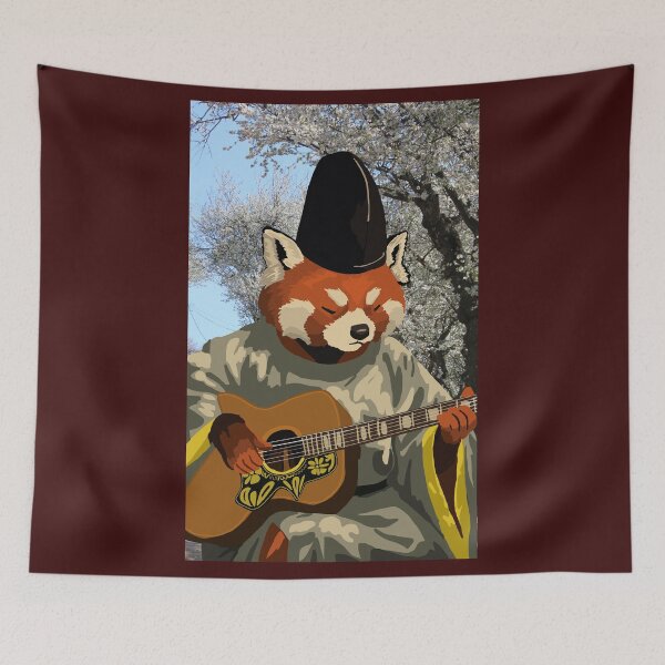 Item preview, Red Panda Guitarist with Gan in Robes designed and sold by KlakkDrawsStuff.