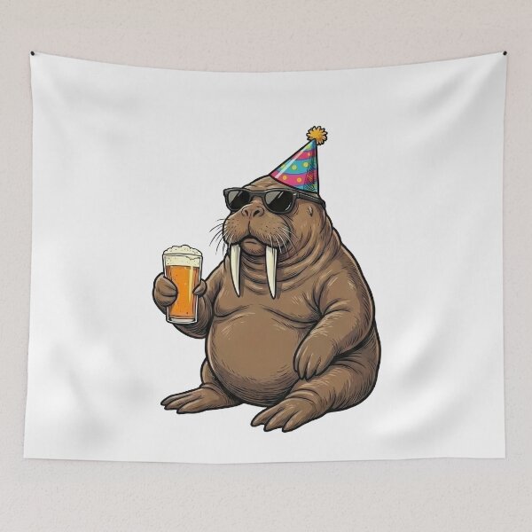 Item preview, Cool Walrus Party Animal Beer Lover designed and sold by k3rstman1.