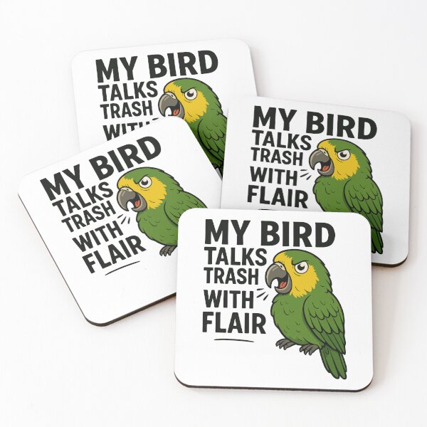 Item preview, My Bird Talks Trash With Flair – Funny Parrot Cartoon designed and sold by storelibertys.