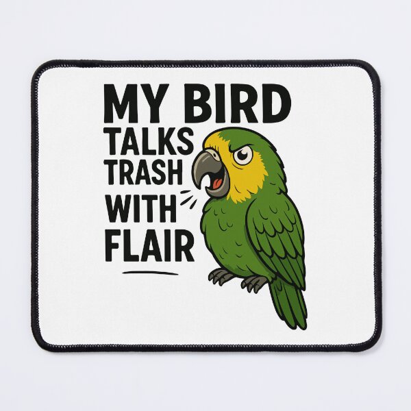 Item preview, My Bird Talks Trash With Flair – Funny Parrot Cartoon designed and sold by storelibertys.