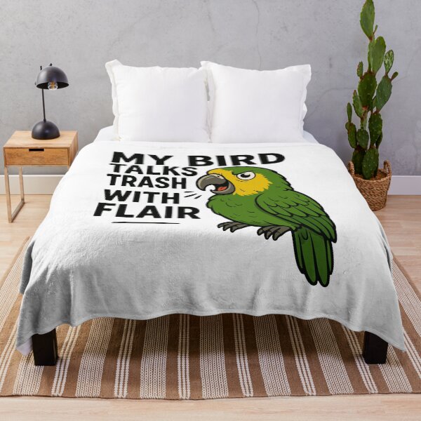 Item preview, My Bird Talks Trash With Flair – Funny Parrot Cartoon designed and sold by storelibertys.