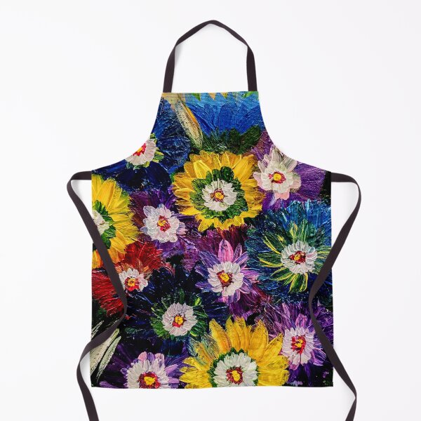 Item preview, Textured Yellow Sunflowers and Blue Asters in Orange Basket – Acrylic Impasto designed and sold by kkartwork.