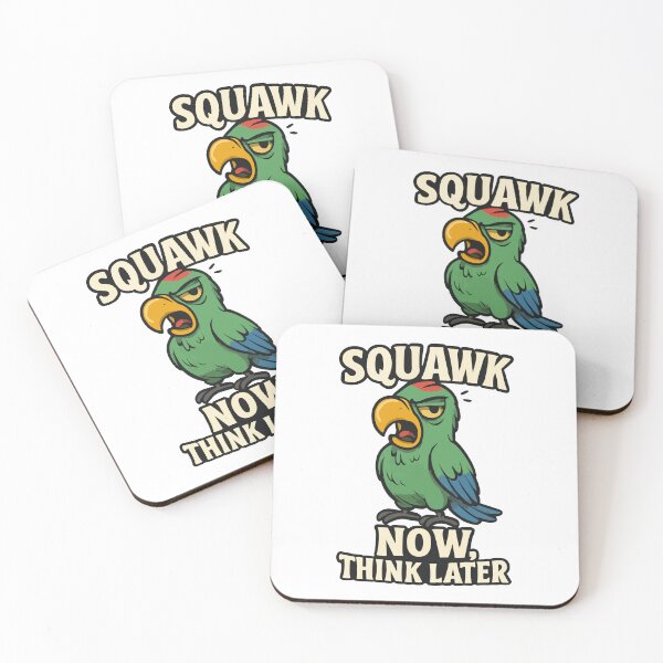 Item preview, Squawk Now, Think Later – Funny Parrot Cartoon designed and sold by storelibertys.