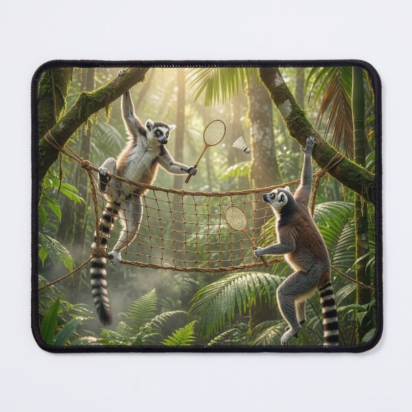 Item preview, Ring-Tailed Lemurs Play Badminton designed and sold by Tridentulus.