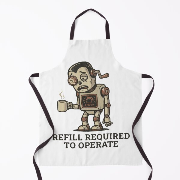 Item preview, Refill Required To Operate | Funny Coffee Robot T-Shirt | Retro Grunge Caffeine Addict Graphic Tee designed and sold by Crank Shirts.