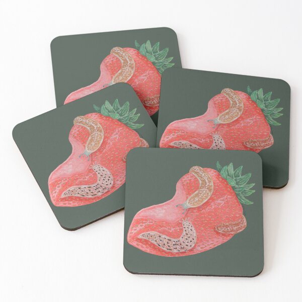 Item preview, Slugs eating a strawberry painting designed and sold by WolfRaven Creations.