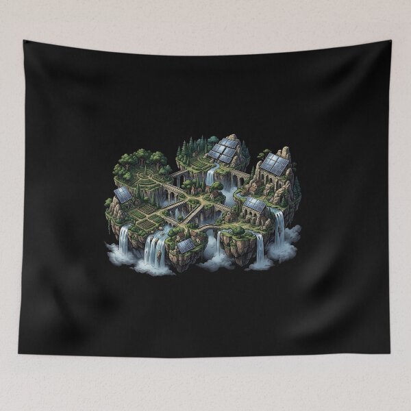 Item preview, Floating Solarpunk Island Art designed and sold by HoruxDesign.