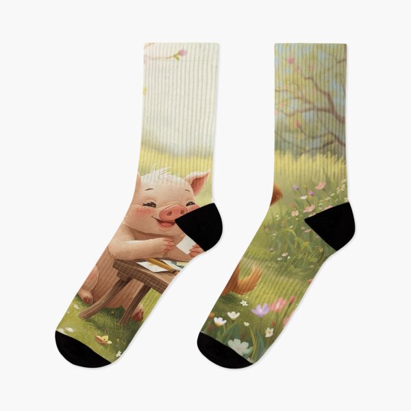 Item preview, Valentine’s Early Spring Pig & Dog • Soft Farm Meadow Love Art designed and sold by WildlifeWhimsy.